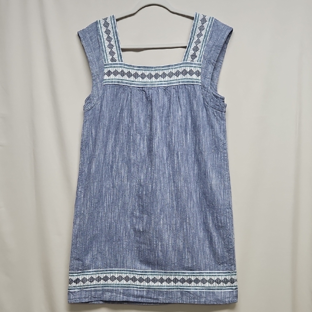 Faherty Organic Cotton Shift Dress Medium Blue Coastal Cottagecore - Picture 7 of 10